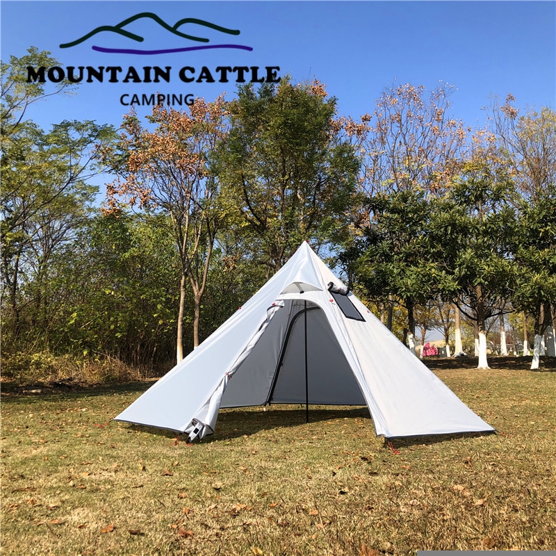 Cheap Goat Tents Ultralight Camping Pyramid Tent 3 4 Person 210T Large Rodless Teepee Tents for Family Team Outdoor Backpacking Camping Hiking Tents 